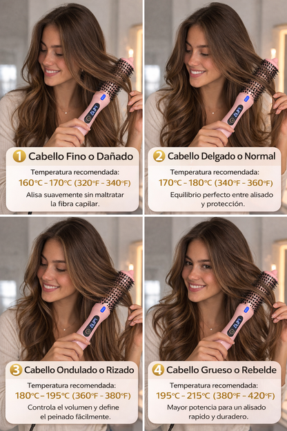 Cepillo 3 en 1, con 6 cambios de temperatura.